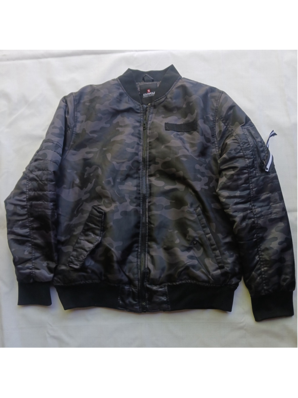Southpole Gray Black Camo Bomber Jacket Large